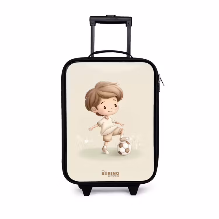 Children's suitcase - Boy with a soccer ball in brown shades — 1