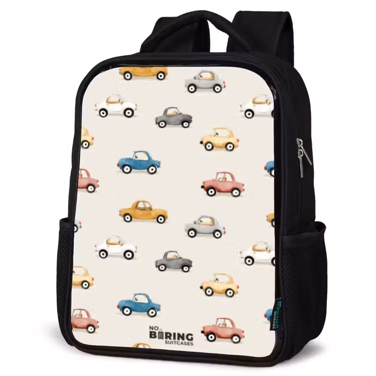 Kids backpack - Black - Colorful retro cars — 4