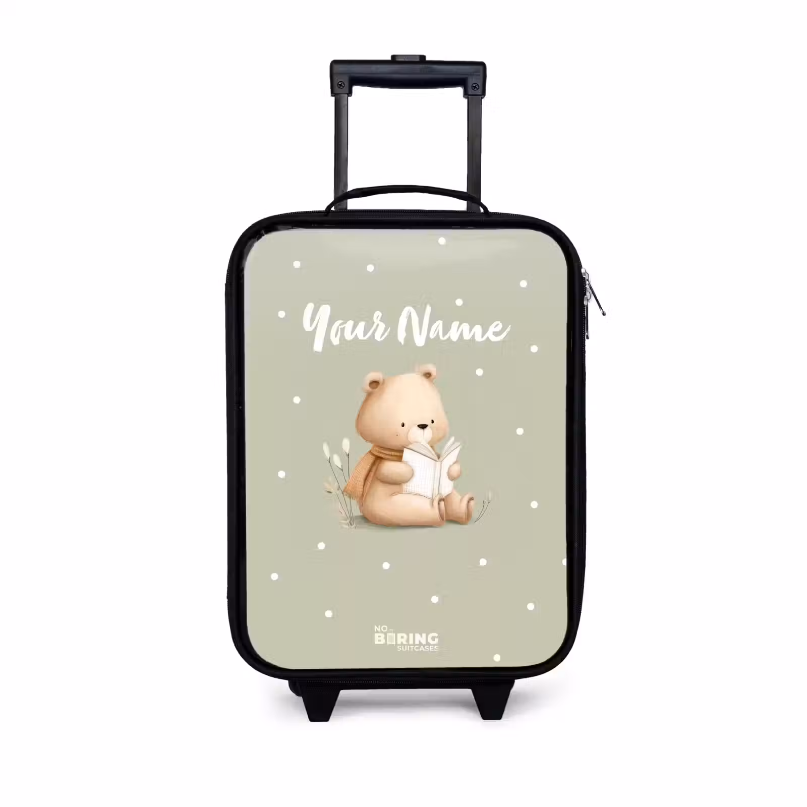 Children's suitcase - A brown bear reading a book - Green — 1