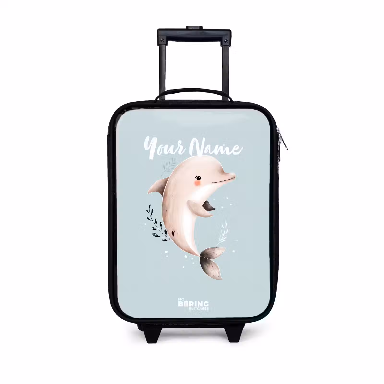 Children's suitcase - Beige dolphin in blue water — 1