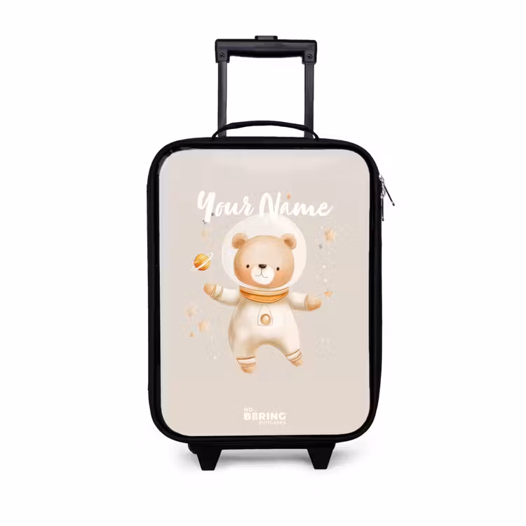 Children's suitcase - Beige space bear floats among stars — 1