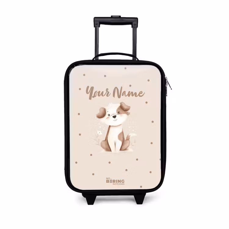 Children's suitcase - Dog puppy surrounded by brown dots — 1