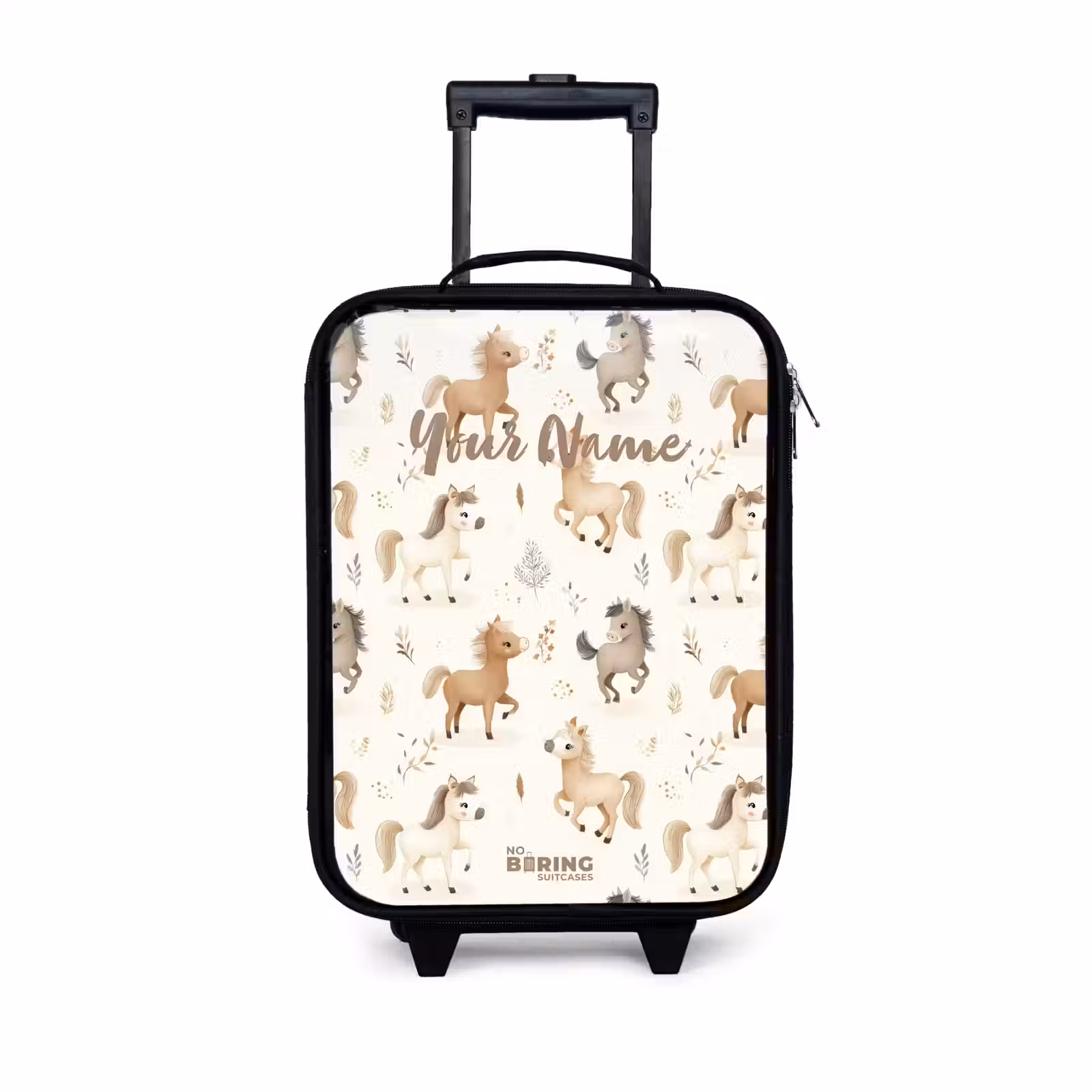 Children's suitcase - Pattern of foals in beige and brown colors — 1