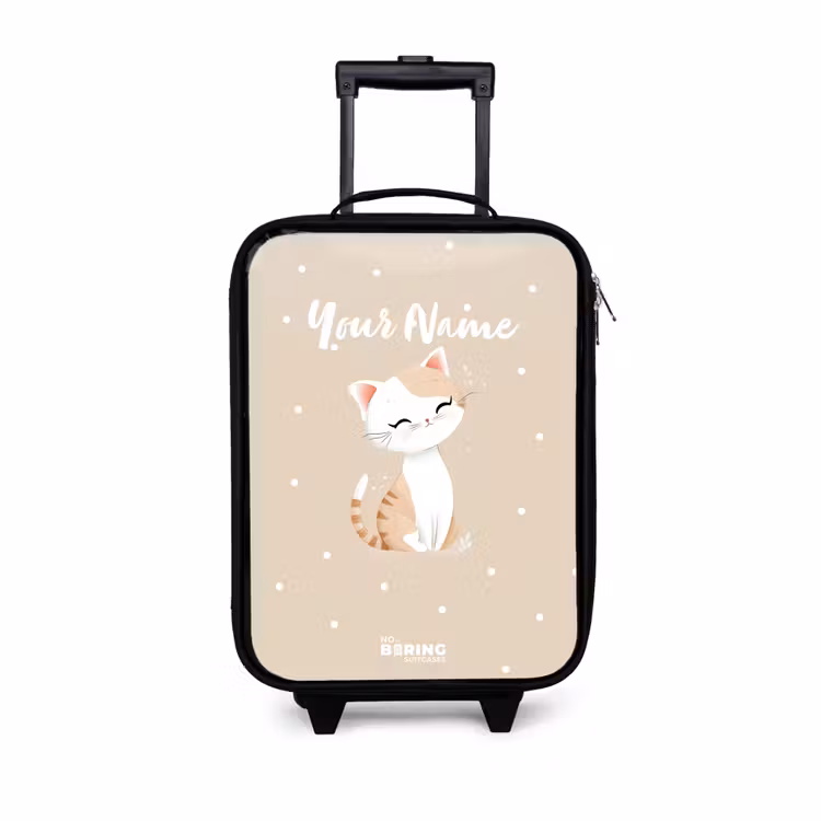 Children's suitcase - Cat surrounded by beige dots — 1