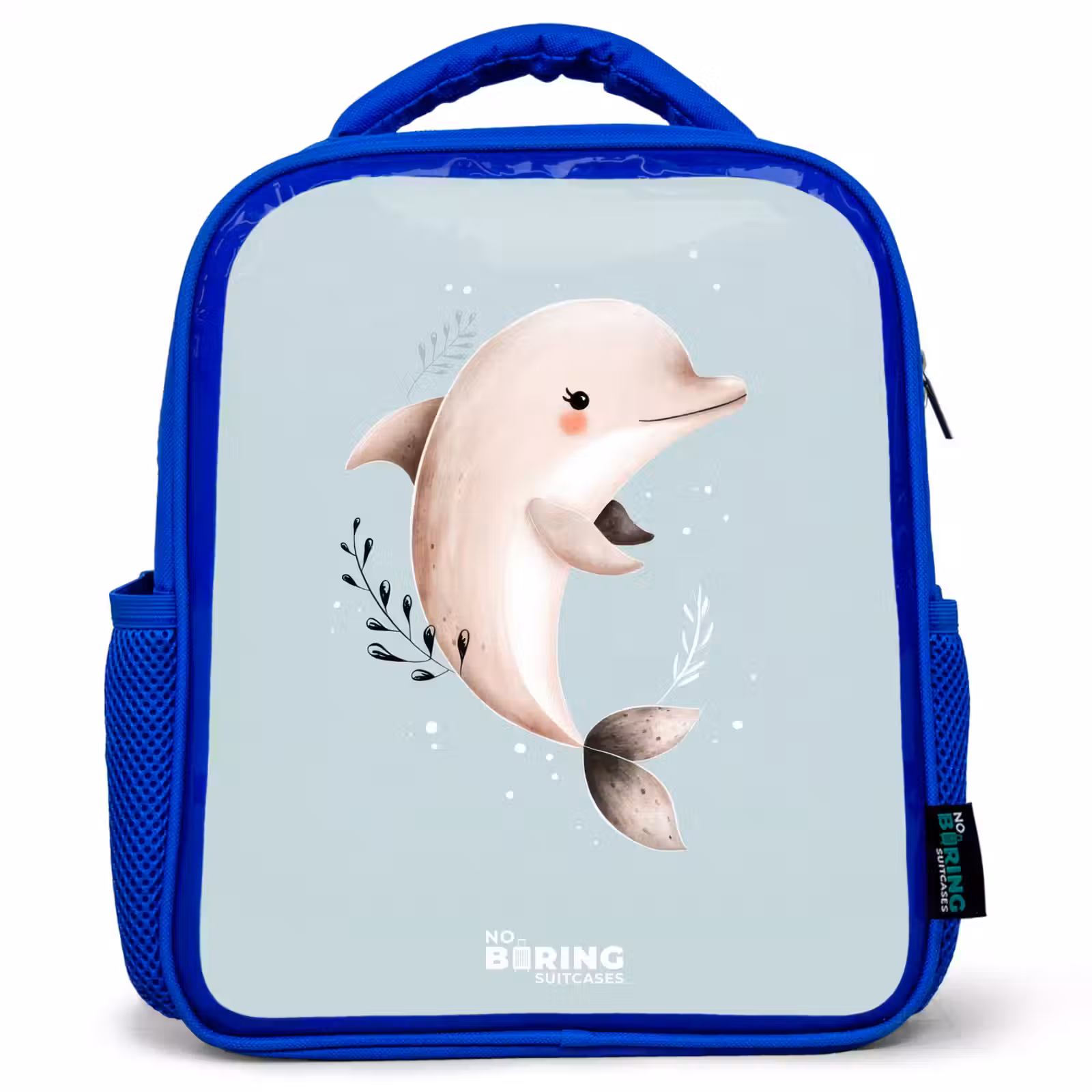 Kids backpack - Blue - Beige dolphin in blue water — 1