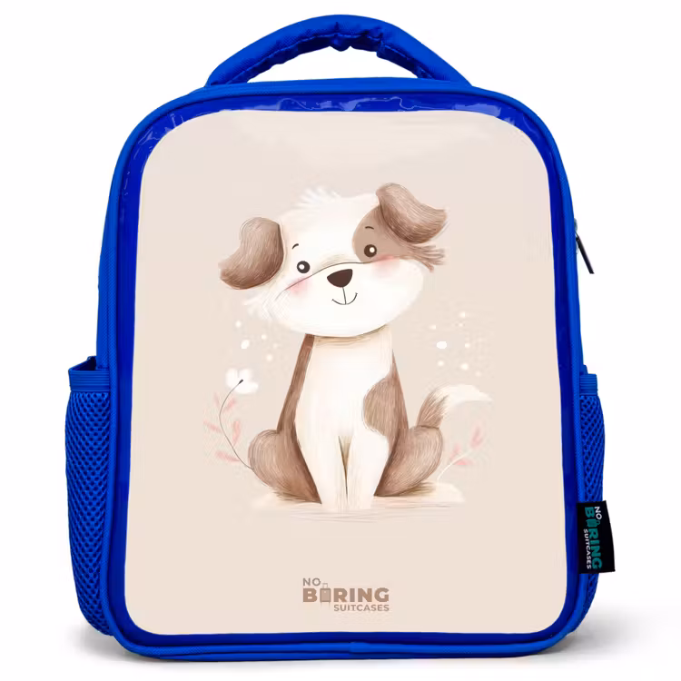 Kids backpack - Blue - Dog in the colors brown and beige — 1