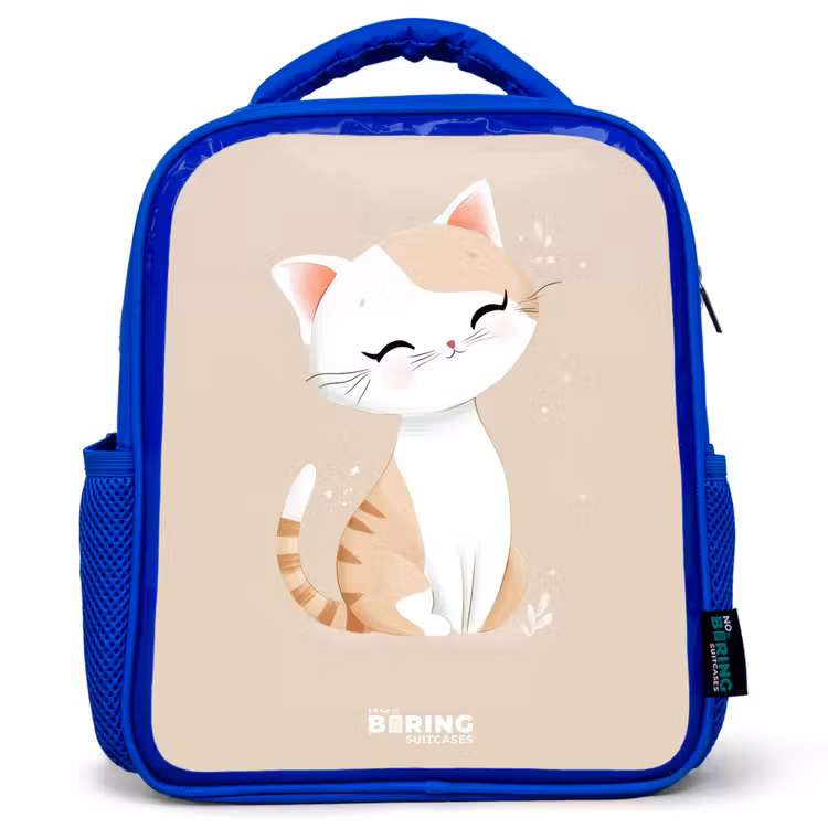 Kids backpack - Blue - Kitten in the colors beige and white — 1