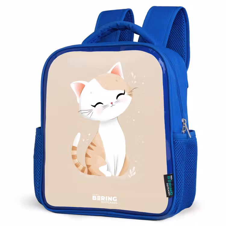 Kids backpack - Blue - Kitten in the colors beige and white — 3