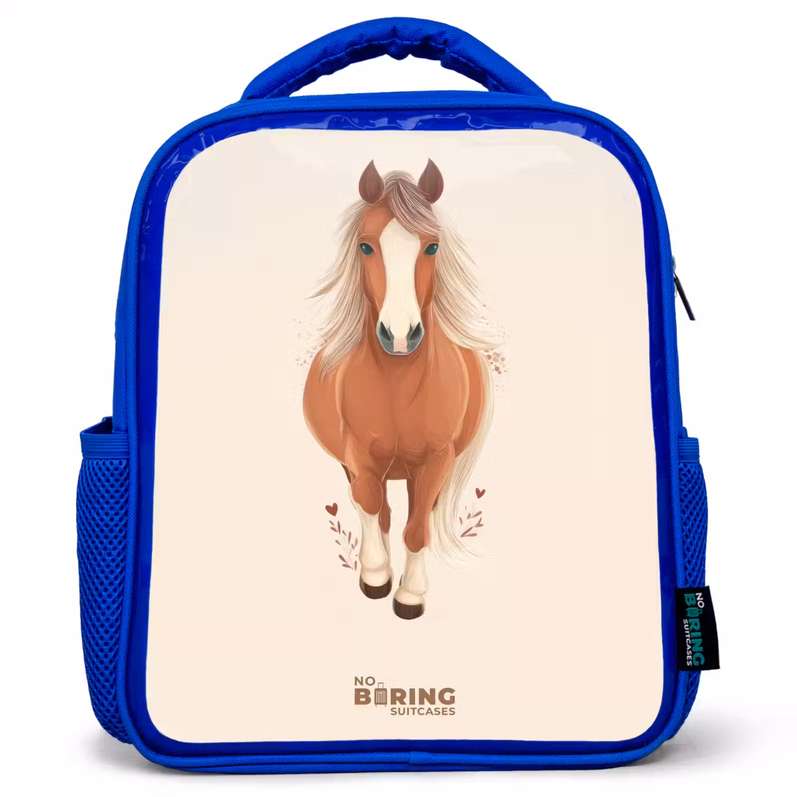 Kids backpack - Blue - Brown horse in gallop — 1