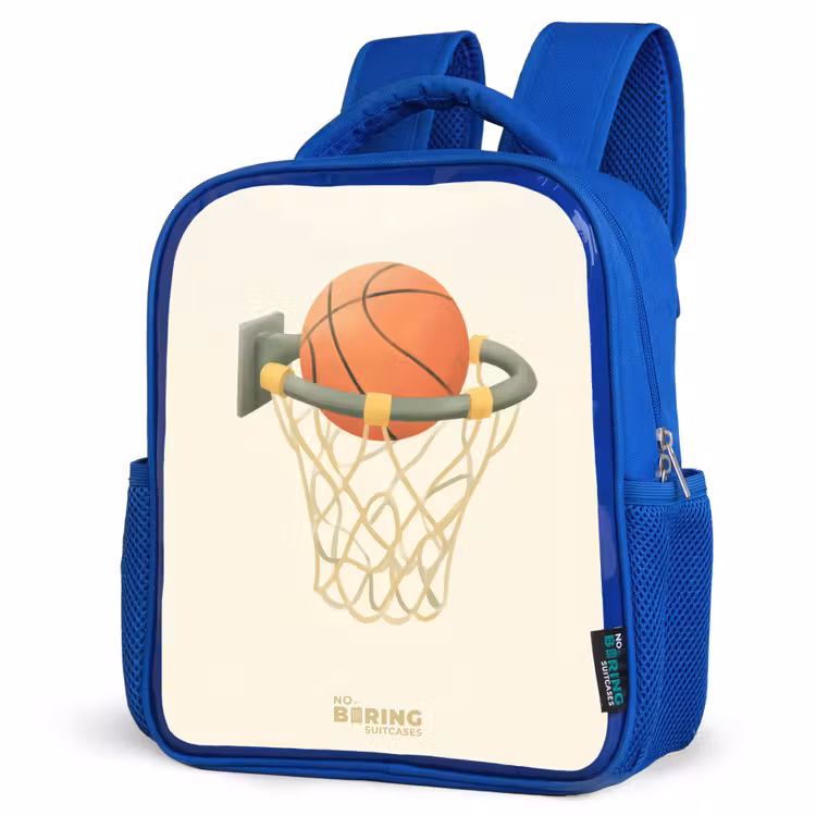 Kids backpack - Blue - Basketball in neutral colors — 3