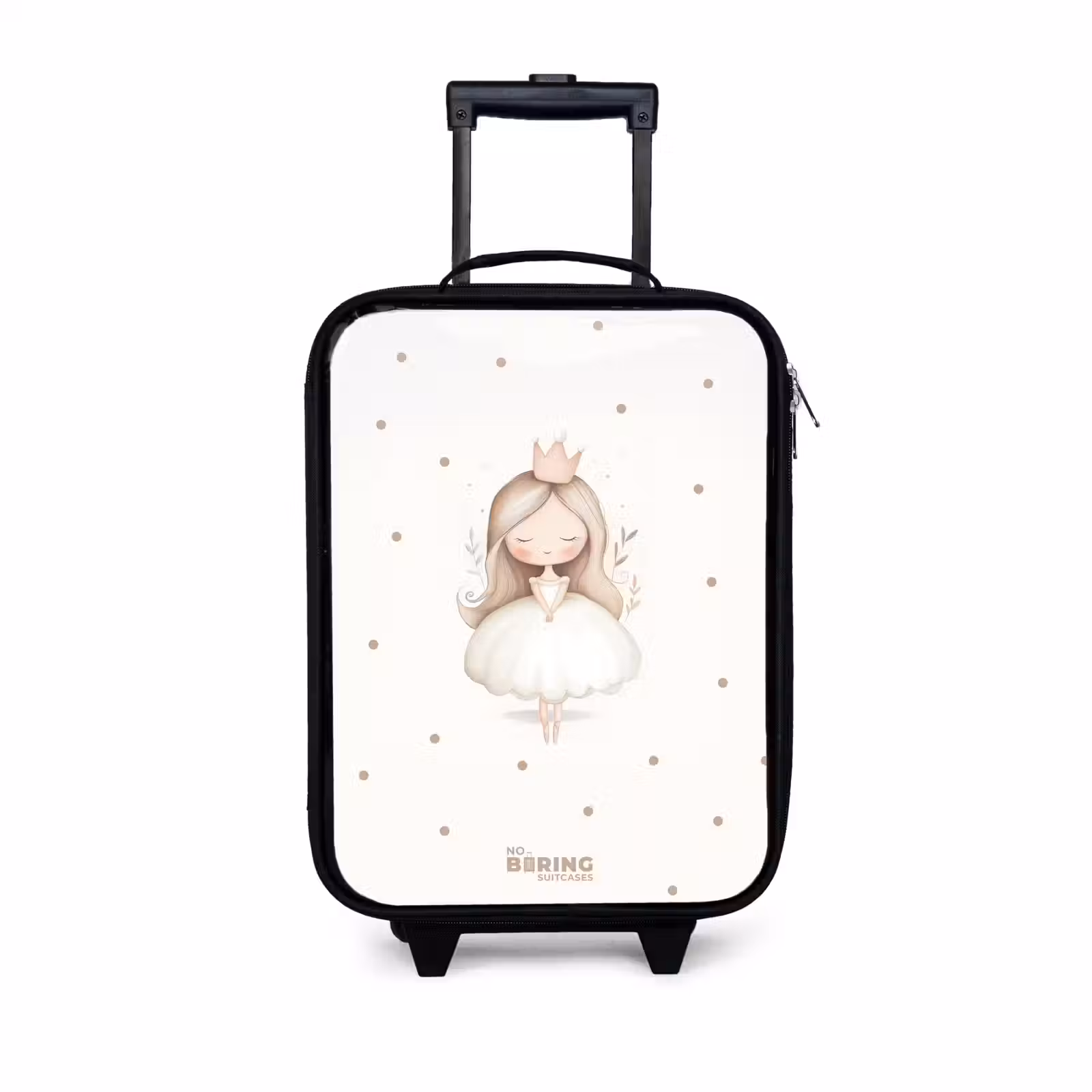 Children's suitcase - Ballerina princess between beige polka dots — 1