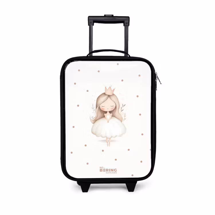 Children's suitcase - Ballerina princess between beige polka dots — 1