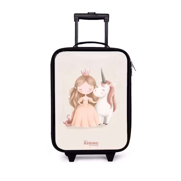 Children's suitcase - Princess and a unicorn in pastel colors — 1