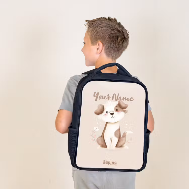 Kids backpack - Black - Dog in the colors brown and beige — 2