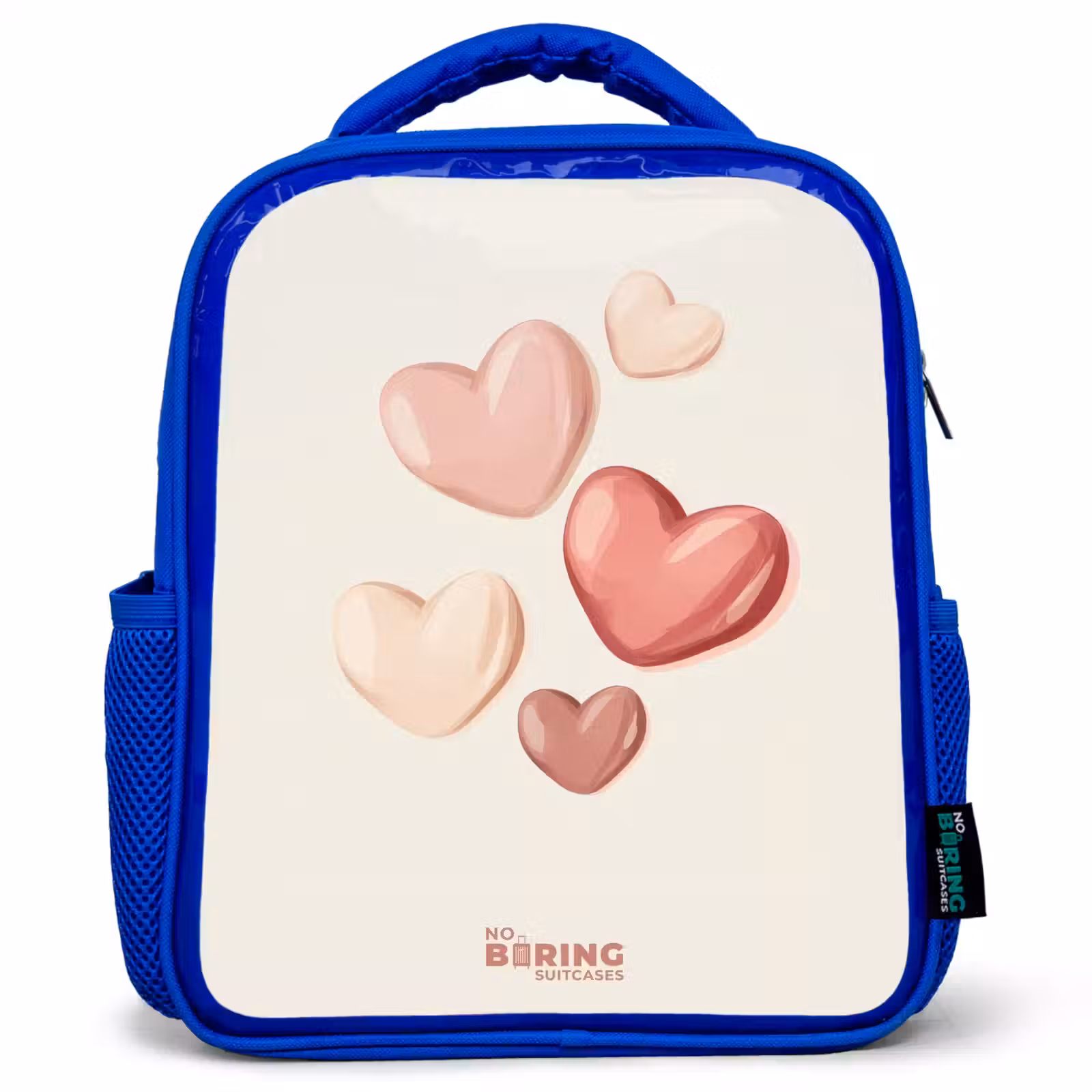 Kids backpack - Blue - Floating hearts in soft shades of red and pink — 1