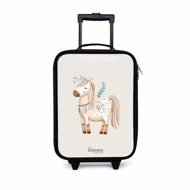 Children's suitcase - Bohemian horse in beige shades — 1