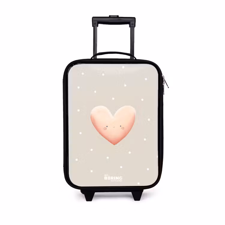 Children's suitcase - Pink heart surrounded by beige dots — 1