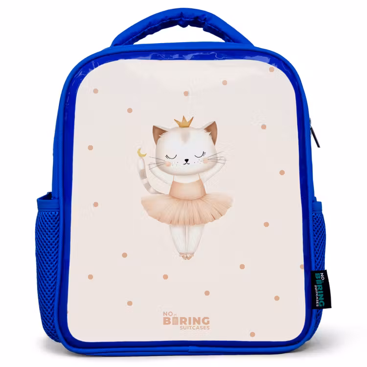 Kids backpack - Blue - Ballerina kitten in beige colors — 1