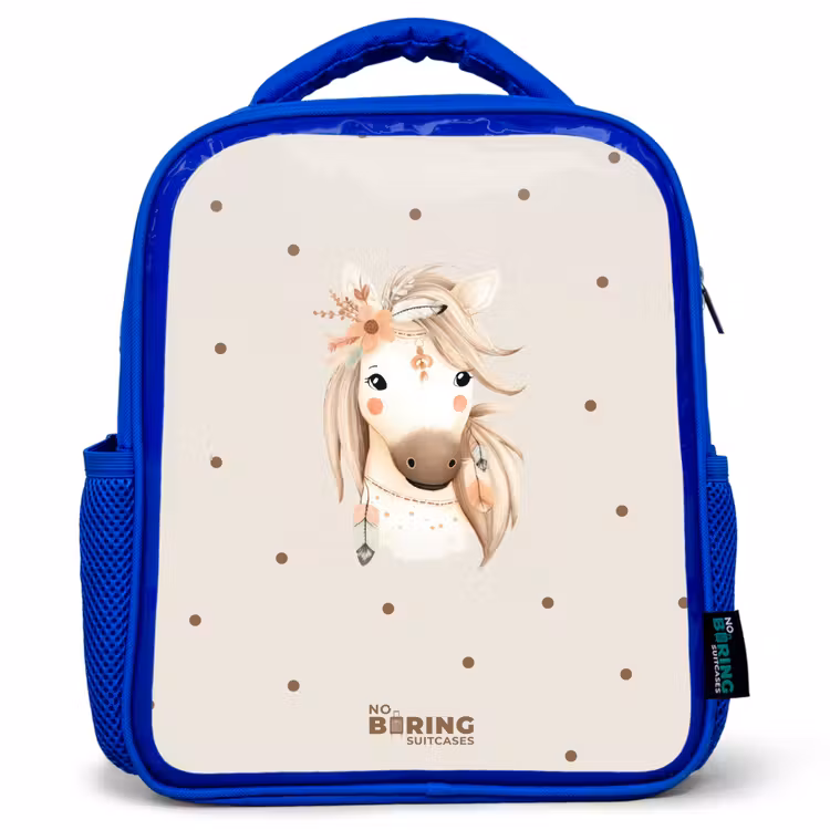 Kids backpack - Blue - Bohemian horse in pastel colors — 1