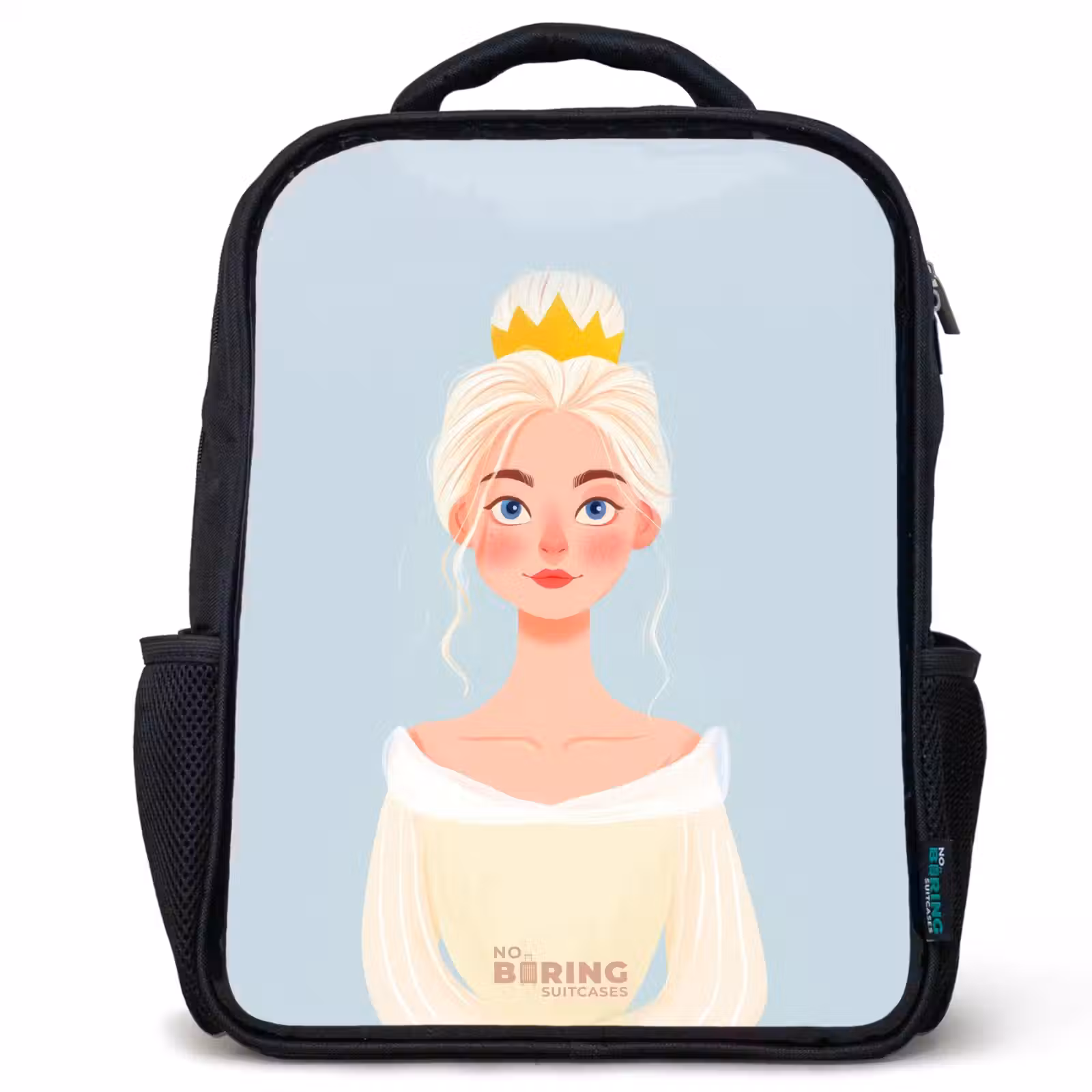 Kids backpack - Black - Princess with a golden crown - Blue — 1