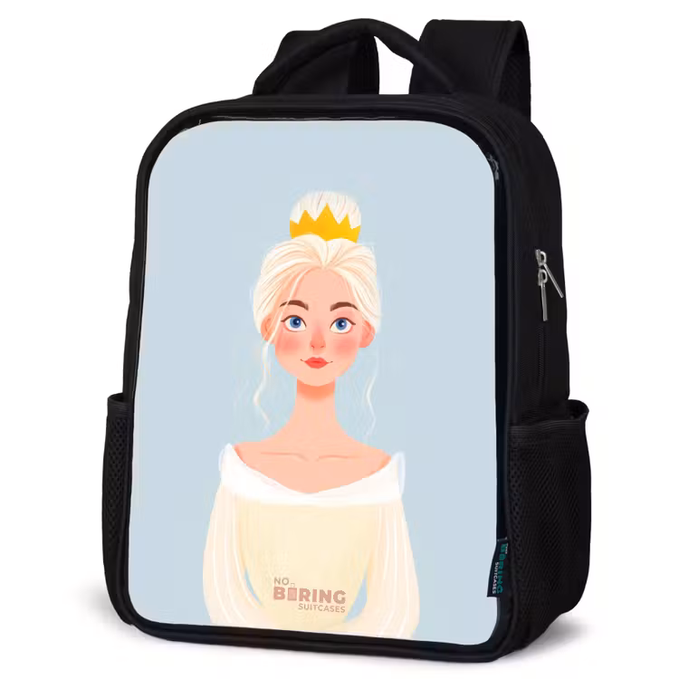 Kids backpack - Black - Princess with a golden crown - Blue — 4
