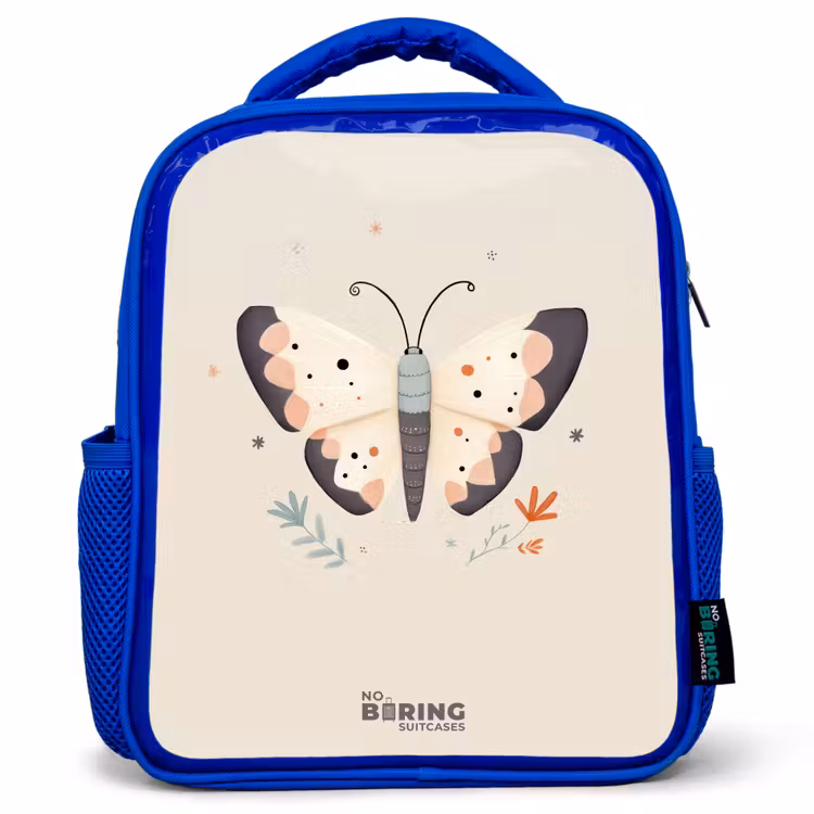 Kids backpack - Blue - Butterfly in neutral pastel colors — 1