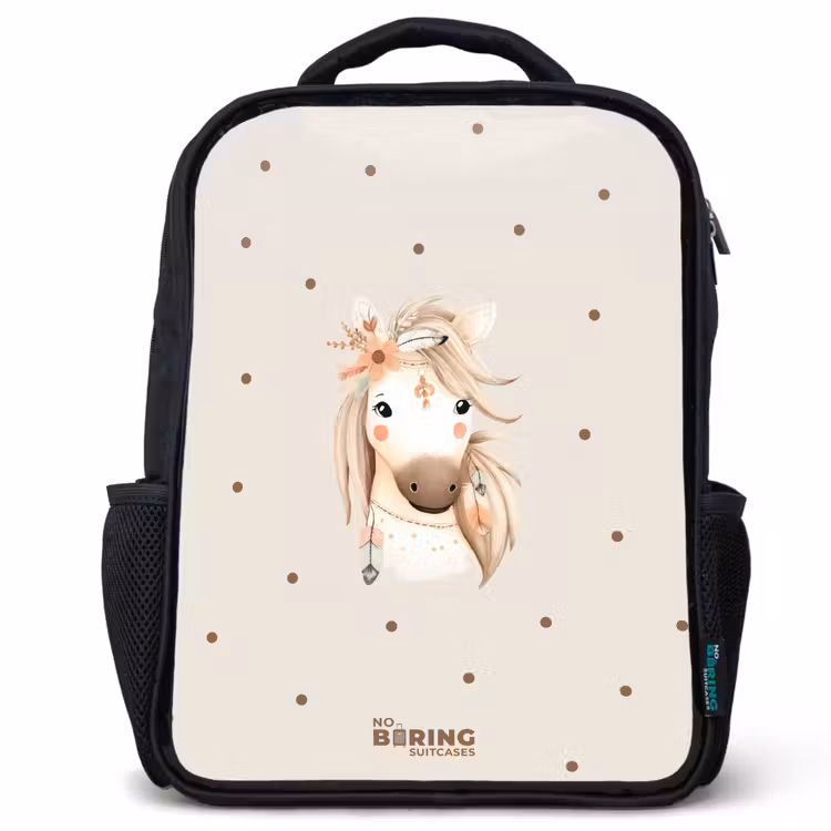 Kids backpack - Black - Bohemian horse in pastel colors — 1