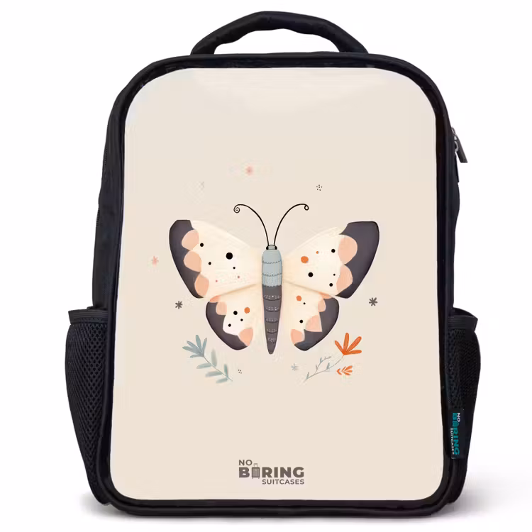 Kids backpack - Black - Butterfly in neutral pastel colors — 1