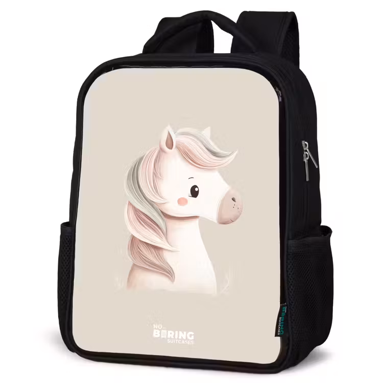 Kids backpack - Black - Pony in pink pastel colors — 4