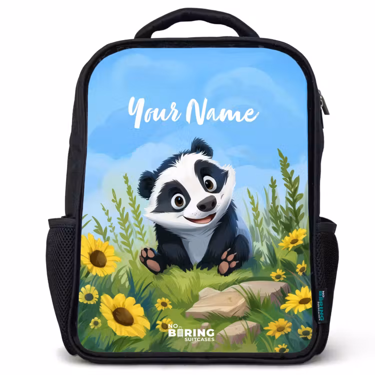 Kids backpack - Black - William raccoon — 1