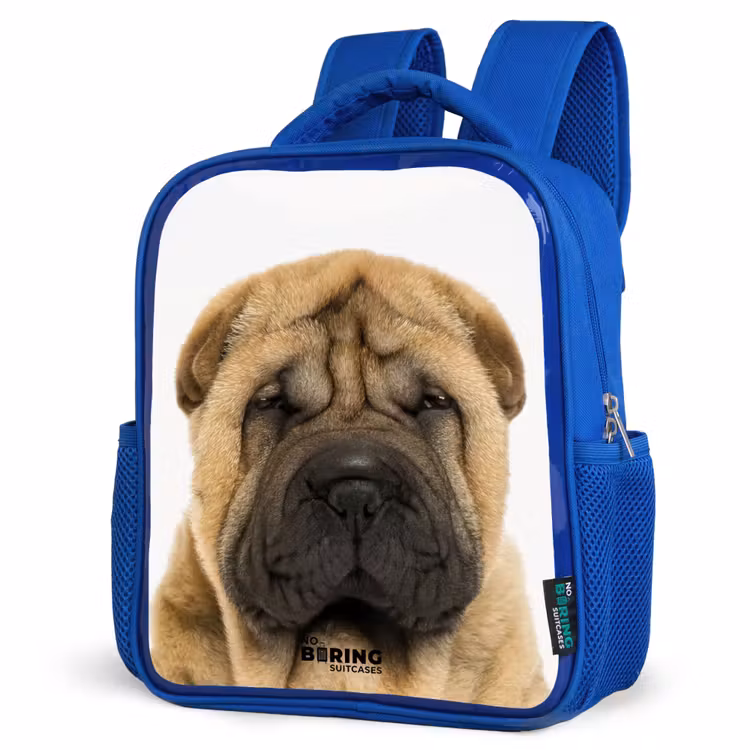 Kids backpack - Blue - Dog with Angry Head — 3