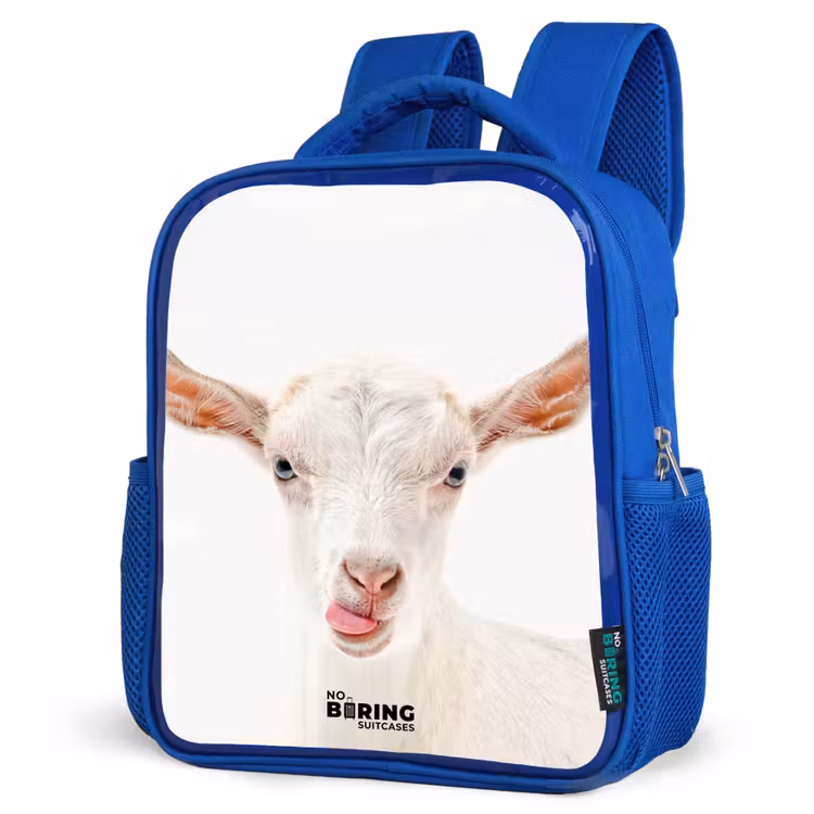 Kids backpack - Blue - Goat Sticking Out Its Tongue — 3