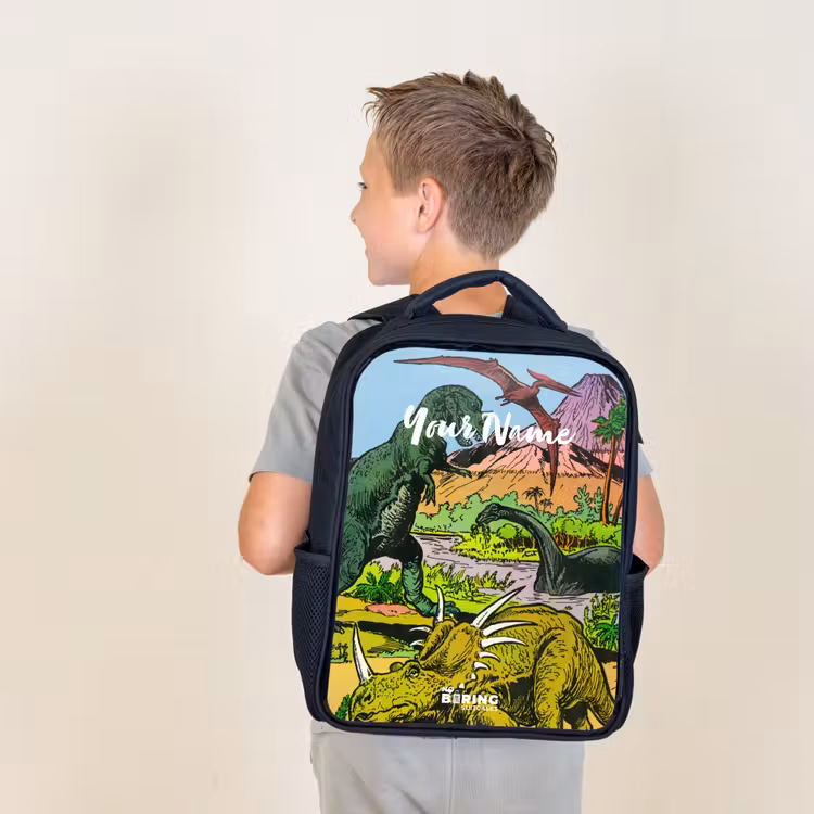 Kids backpack - Black - Party in Dinosaur Land — 2