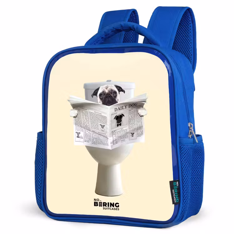 Kids backpack - Blue - Doggie Reads the Newspaper — 3