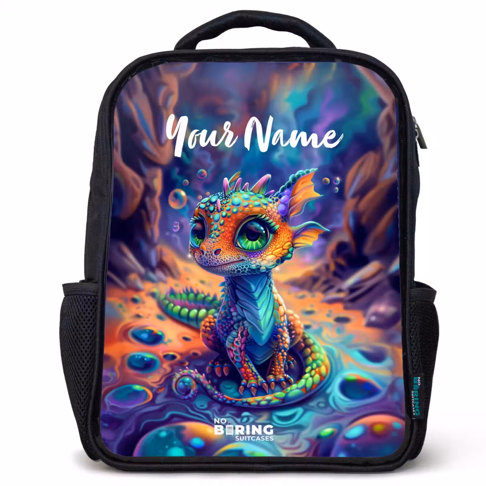 Kids backpack - Black - Ornate sapphire dragon — 1