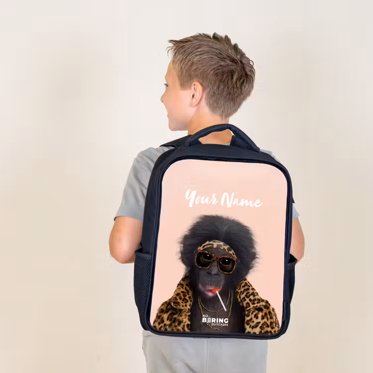 Kids backpack - Black - Monkey with Loly — 2