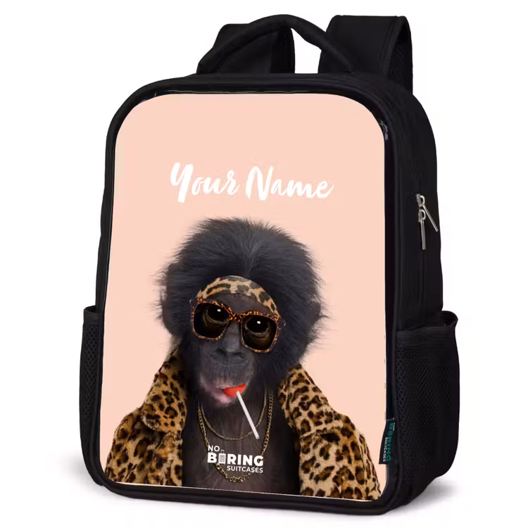 Kids backpack - Black - Monkey with Loly — 4