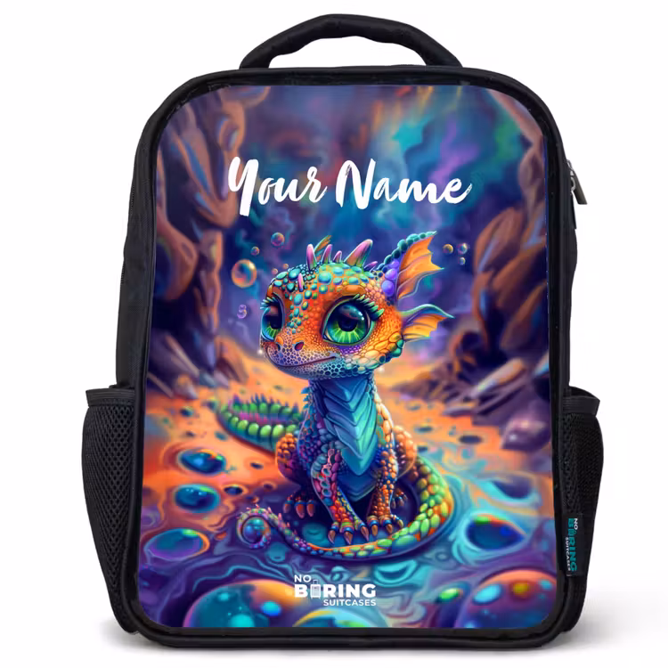 Kids backpack - Black - Ornate sapphire dragon — 1