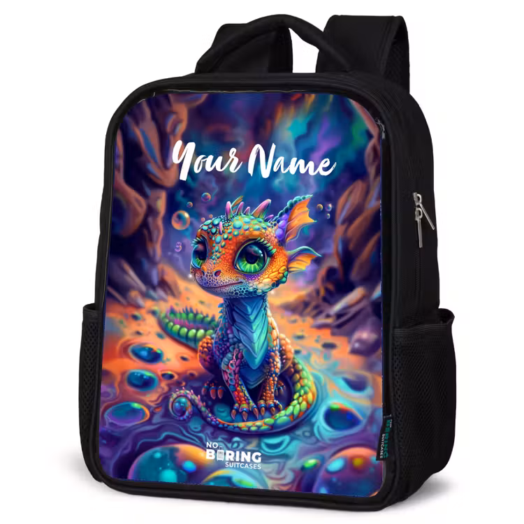 Kids backpack - Black - Ornate sapphire dragon — 4