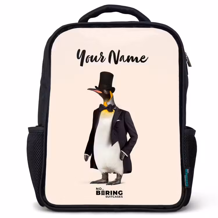 Kids backpack - Black - Penguin in Suit — 1