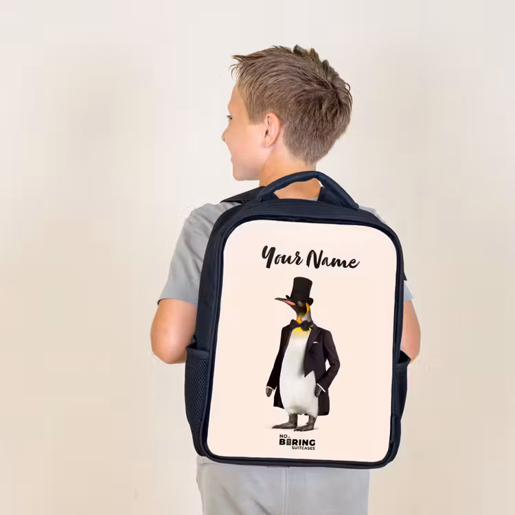 Kids backpack - Black - Penguin in Suit — 2