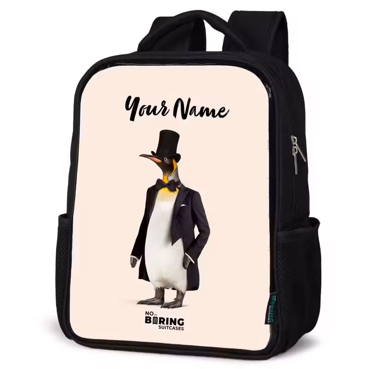 Kids backpack - Black - Penguin in Suit — 4