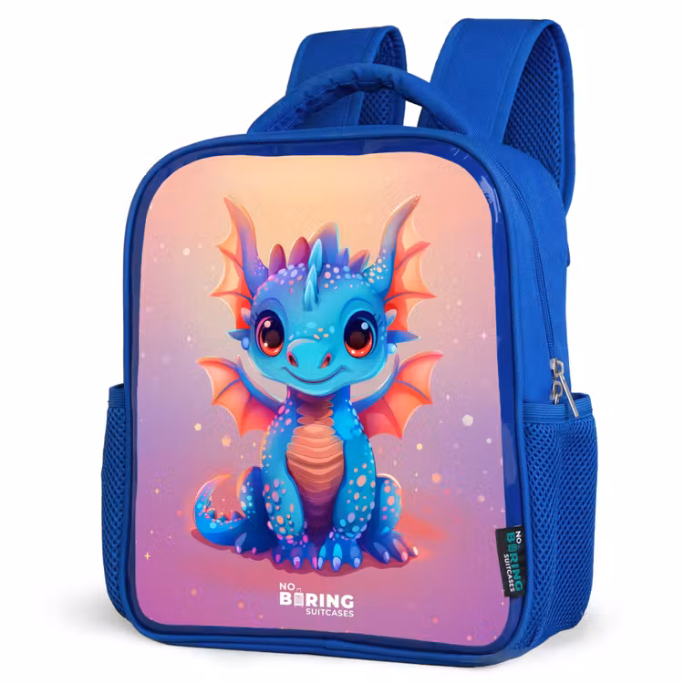 Kids backpack - Blue - Cute baby dragon — 3