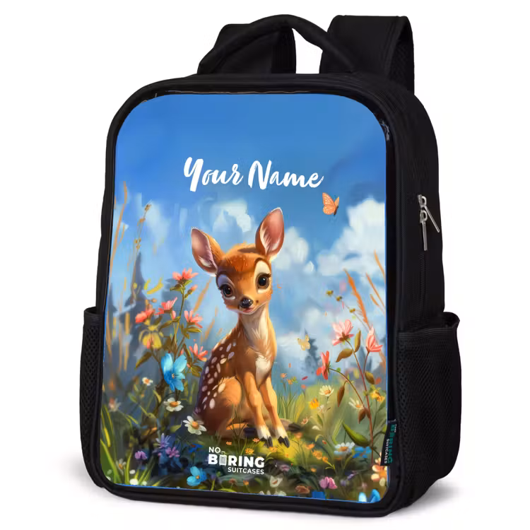 Kids backpack - Black - Bailey flower deer — 4