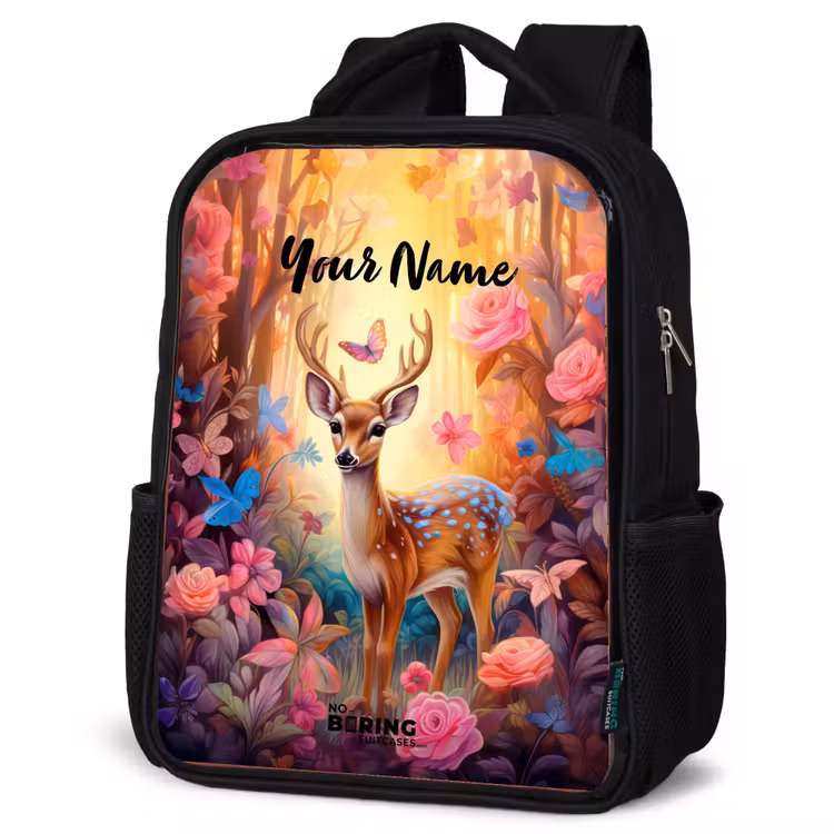 Kids backpack - Black - Blossom forest deer — 4