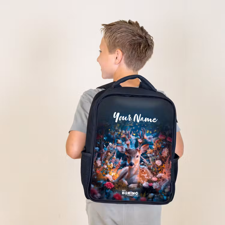 Kids backpack - Black - Eduard red deer — 2