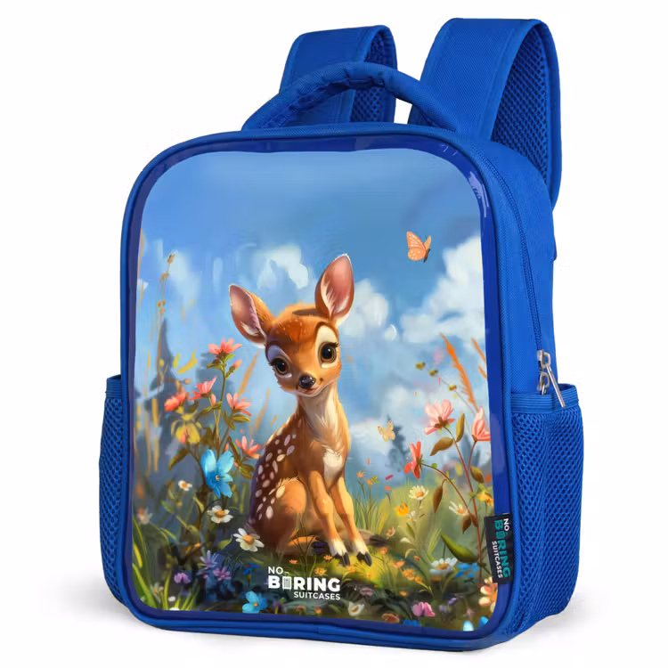 Kids backpack - Blue - Bailey flower deer — 3