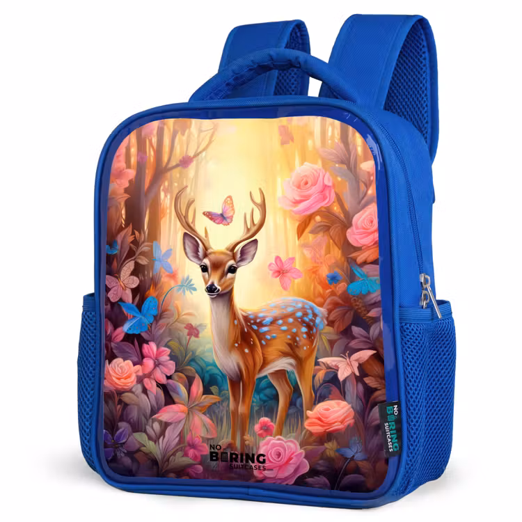 Kids backpack - Blue - Blossom forest deer — 3