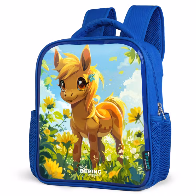Kids backpack - Blue - Brown bangs among yellow flowers — 3