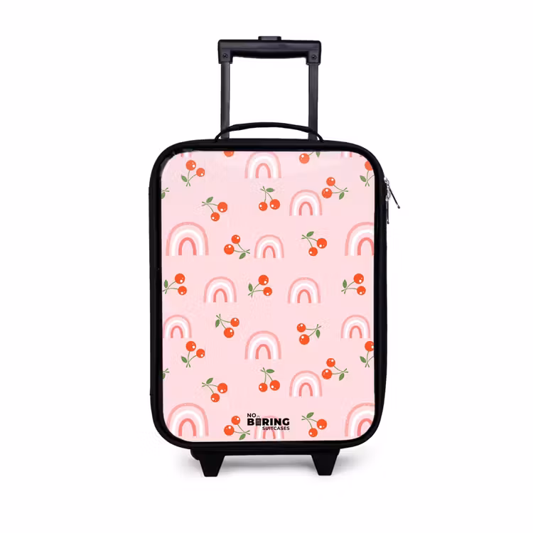 Children's suitcase - Pink with rainbow and cherry pattern — 1